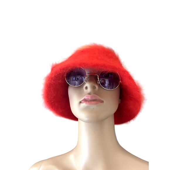 Carol Ann Ambrose Fuzzy Bucket Hat Womens Red Fur Vintage Winter Classic Casual main image 10